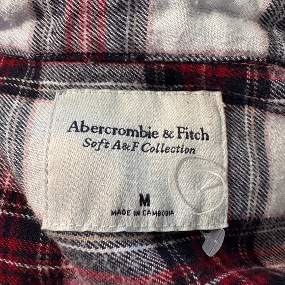 Abercrombie and Fitch Plaid Button-Up Shirt - Red, White & Black NWOT - Picture 7 of 9
